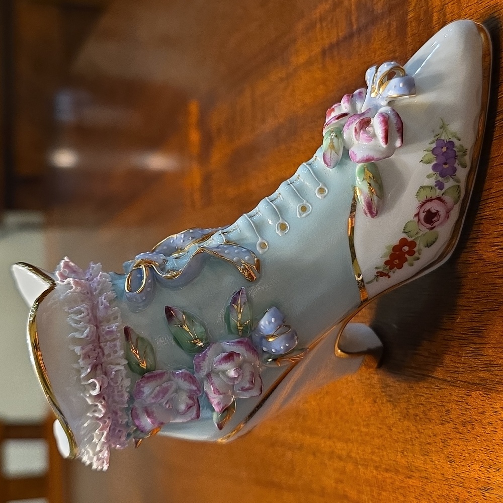 Vintage Limoge Floral Porcelain Bootie